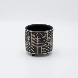 Κασπώ Κεραμικό Μαύρο-Μπεζ 10,5x9,5εκ. ESTHETI 819-00495