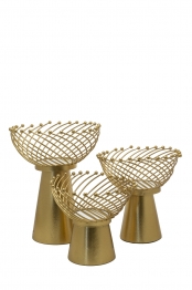Σετ 3τμχ Διακοσμητικό Επιτραπέζιο-Φρουτιέρα Μεταλλικό Χρυσό 20x35εκ./25x30εκ./30x25εκ. Zen Collection 24.4.48603