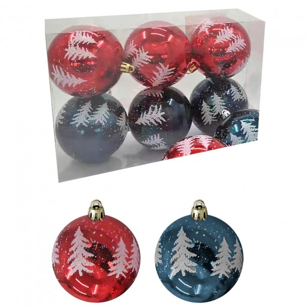 Σετ Μπάλες 6τμχ Ντεκόρ Δέντρα Δ8εκ. Xmas fest 93-2827