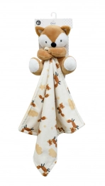 Πανάκι Παρηγορίας Fleece 30x30εκ. Με Λούτρινο Ζωάκι 20εκ. Fox 15 Beige Dimcol