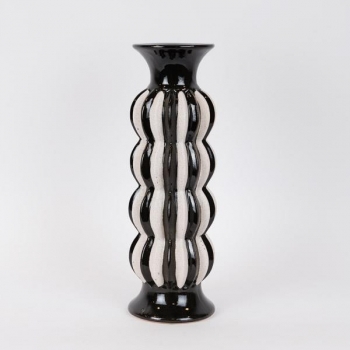 Κηροπήγιο Κεραμικό Μαύρο-Λευκό 13x39,5εκ. ESTHETI 752-25060