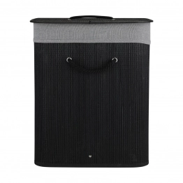 Καλάθι Απλύτων Πτυσσόμενο Bamboo 40x30x50εκ.-60lt Μαύρο Essentials Estia 02-34597