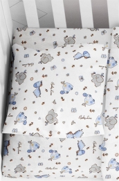 Μαξιλαροθήκη Φανελένια Bebe 35x45εκ. Elephant 074 White-Sky Blue DimCol