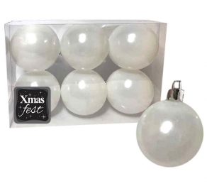 Σετ Μπάλες 6τμχ Λευκές Περλέ Δ6εκ. Xmas fest 93-2546