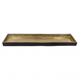 Διακοσμητικός Δίσκος-Πιατέλα Σφυρήλατη Μεταλλική Μαύρη-Χρυσή Art Et Lumiere 76x15,5x3εκ. 09666