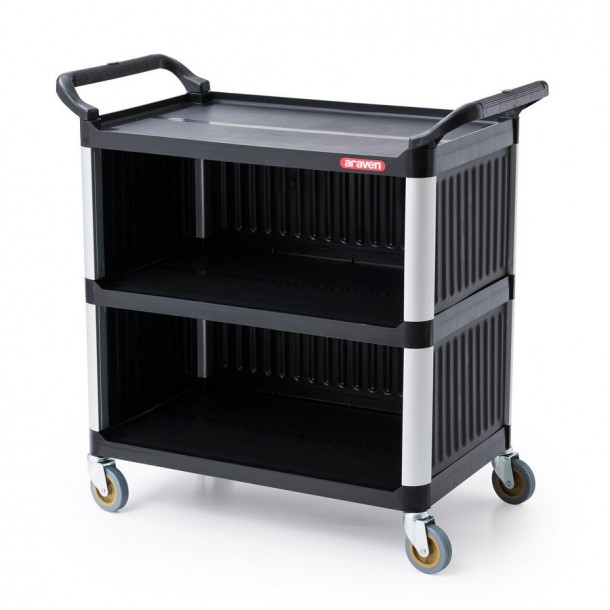 Καρότσι Σερβιρίσματος Κλειστό Τροχήλατο Με 2 Ράφια Μαύρο 95x50x94,5εκ. Araven AR00061221