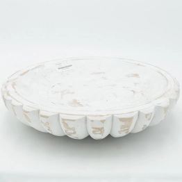 Διακοσμητική Πιατέλα Ξύλινη Λευκή-Καφέ 28x6εκ. ESTHETI 819-00404