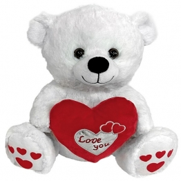 Αρκουδάκι Λούτρινο Λευκό Με Καρδιά 30εκ. ToyMarkt 79-528