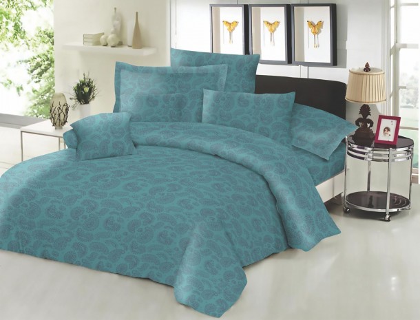 Ζεύγος Μαξιλαροθήκες Polycotton Εμπριμέ 50x70εκ. Lahor Petrol Komvos Home 7000139-59