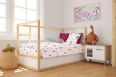 Παπλωματοθήκη Βαμβακερή Κούνιας 120x160εκ. Cloudy Bear 582 White-Pink DimCol