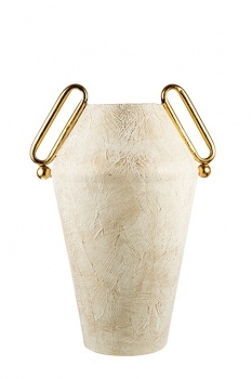 Βάζο Μεταλλικό Χρυσό-Λευκό Με Χερούλια 33x26x46εκ. Zen Collection 26.1.52222