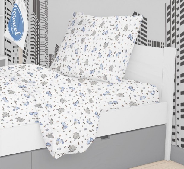 Μαξιλαροθήκη Φανελένια 50x70εκ. Elephant 074 White-Sky Blue DimCol