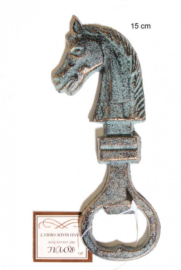 Ανοιχτήρι Άλογο Μαντεμένιο Πράσινο Αντικέ Royal Art 15εκ. CAS2/046GR