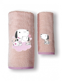 Σετ Πετσέτες Bebe 2τμχ Βαμβακερές Puppy Pink SBaby