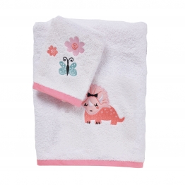 Σετ Πετσέτες 2τμχ Βαμβακερές Με Κέντημα Fun 4936 Pink-White Das Baby