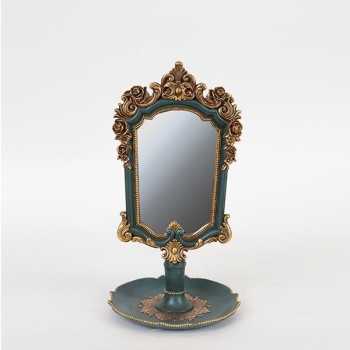 Καθρέπτης Επιτραπέζιος Polyresin Χρυσός-Πράσινος 15,3x15,3x27,2εκ. ESTHETI 751-12034