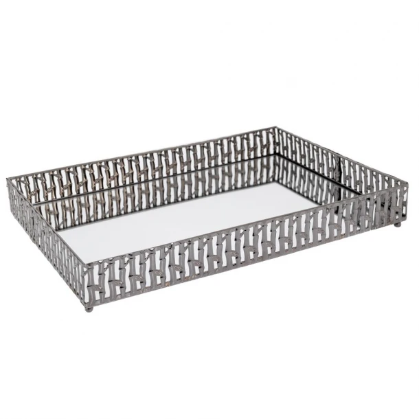 Δίσκος Μεταλλικός Με Καθρέπτη Ασημί 25x35εκ. iliadis 89400