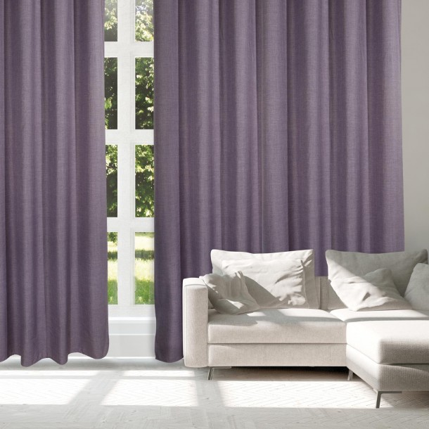 Κουρτίνα Μέτριας Σκίασης Με Τρουκς Polyester 140x270εκ. Curtain Line 2241 Μωβ Das Home