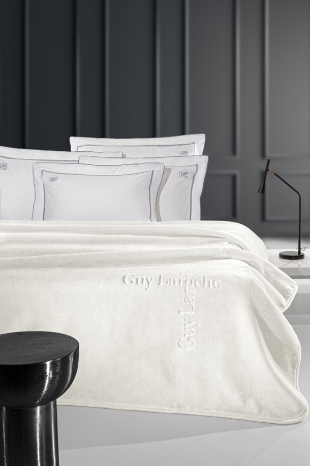 Κουβέρτα Soft Velvet Μονή 160x220εκ. Logo Ivory Guy Laroche