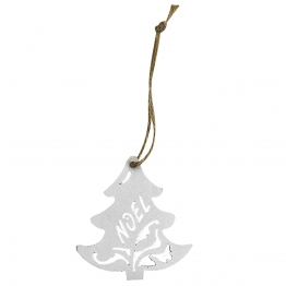 Χριστουγεννιάτικο Στολίδι Δέντρο Ξύλινο Λευκό 7εκ. Xmas fest 93-3152
