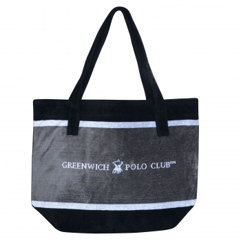 Τσάντα Θαλάσσης Βαμβακερή 55x40εκ. Essential 3865 Μαύρη-Λευκή-Γκρι Greenwich Polo Club