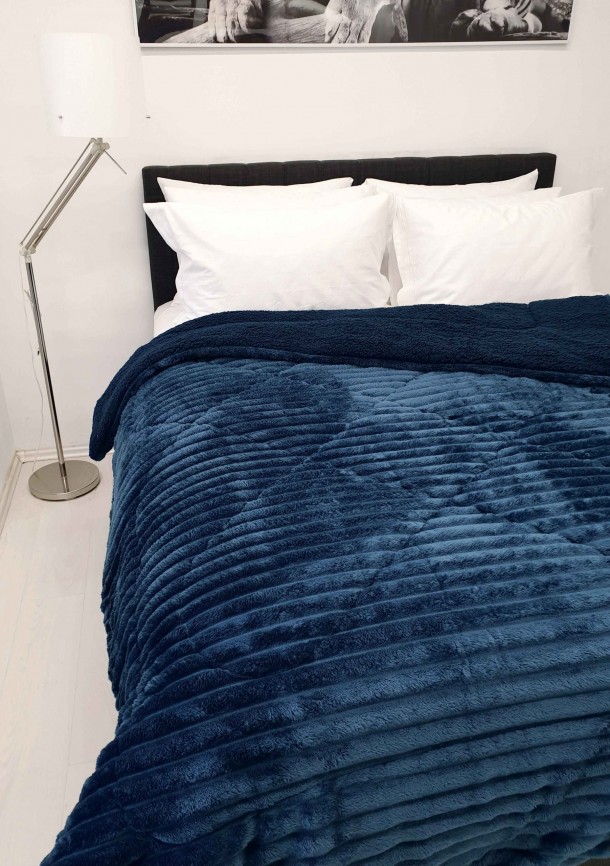 Κουβερτοπάπλωμα Flannel-Sherpa Υπέρδιπλο 220x240εκ. Comfort Wide Cut Navy Le Blanc 7001051-20
