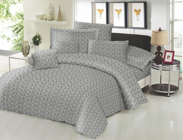 Σεντόνι Μεμονωμένο Εμπριμέ Polycotton Διπλό 200x240εκ. Fern Grey Komvos Home 7002188-52