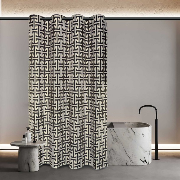 Κουρτίνα Μπάνιου Αδιάβροχη Polyester 200x180εκ. Essential 3123 Μαύρη Greenwich Polo Club