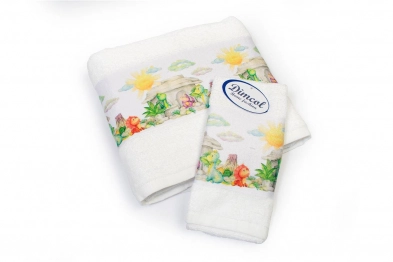 Σετ Πετσέτες 2τμχ Μπεμπέ Βαμβακερές Dinosaurs 311 White DimCol