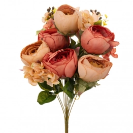 Μπουκέτο Με 12 Τριαντάφυλλα Και Ορτανσία Πορτοκαλί 52εκ. iliadis 90243