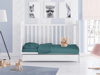 Σεντόνι Μεμονωμένο Βαμβακερό Με Λάστιχο Κούνιας 70x140+15εκ. Solid 494 Petrol DimCol