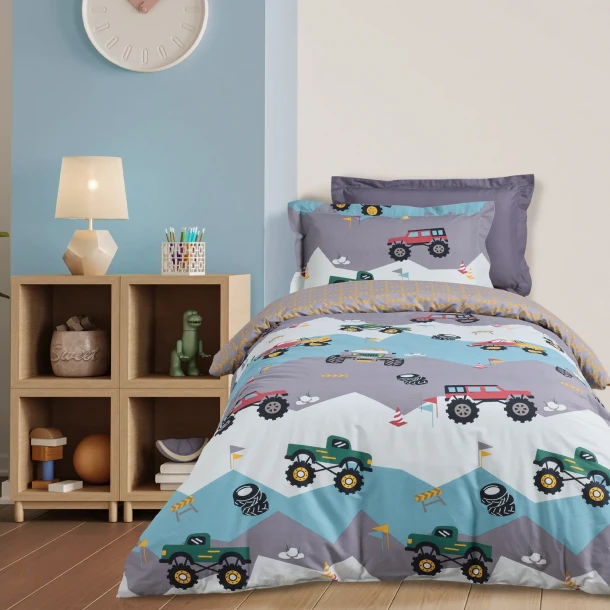 Σετ Σεντόνια Polycotton Μονά 170x260εκ. Kid Line 4926 Πράσινο-Γκρι Das Kids