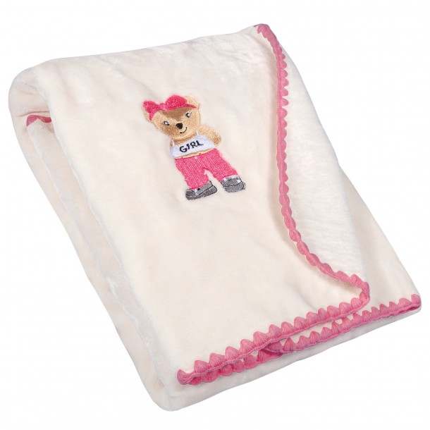 Κουβέρτα Βελουτέ Λίκνου 80x110εκ. Essential Baby 8839 Ιβουάρ-Ροζ Greenwich Polo Club