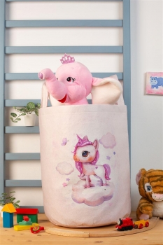 Παιδικό Καλάθι Αποθήκευσης Polyester Ροζ Unicorn 74 DimCol 45x30x50εκ.