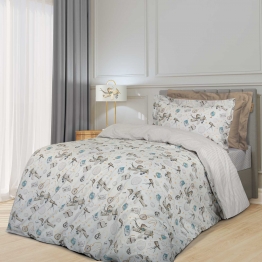 Σετ Παπλωματοθήκη Polycotton Μονή 160x240εκ. Essential 8829 Μπεζ-Μπλε Greenwich Polo Club