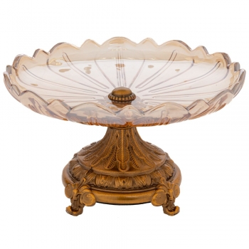 Διακοσμητική Πιατέλα-Τουρτιέρα Με Πόδι Γυάλινη-Μεταλλική Μελί-Χρυσή iliadis 22x13εκ. 91674