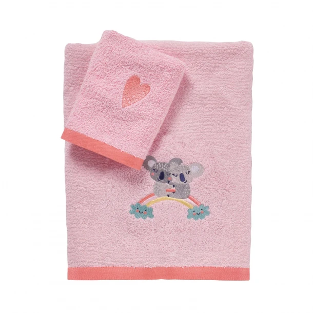 Σετ Πετσέτες 2τμχ Βαμβακερές Με Κέντημα Fun 4934 Pink Das Baby