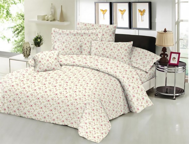 Σεντόνι Μεμονωμένο Εμπριμέ Polycotton Διπλό 200x240εκ. Spring Cream Komvos Home 7002188-57
