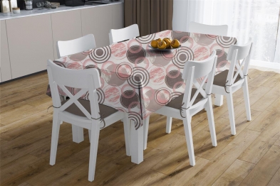 Σετ 2τμχ Τραπεζομάντηλο & Runner Polycotton Αλέκιαστο 140x300εκ.-40x300εκ. Circles 469 Coral DimCol