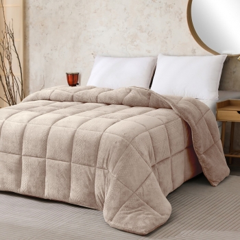 Κουβερτοπάπλωμα Flannel-Sherpa Μονό 160x220εκ. Shelby Beige Melinen 20003773