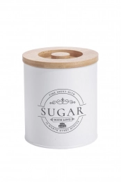 Βάζο Ζάχαρης Μεταλλικό-Bamboo Λευκό 11x11x15εκ. Oriana Ferelli CLG7003GSWH