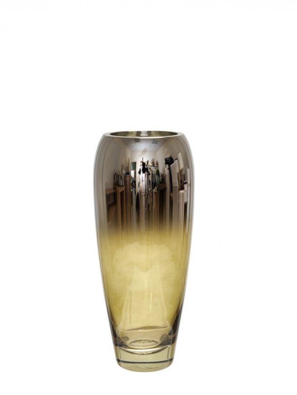 Βάζο Χειροποίητο Φυσητό Γυαλί Ασημί-Λαδί 12x28,7εκ. Zen Collection 25.43.52146