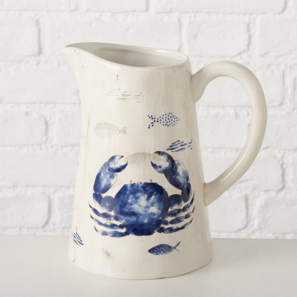 Κανάτα Κεραμική Λευκή-Μπλε Καβούρι 2140ml-22x15x22εκ. Gamba MSA 20-26-381