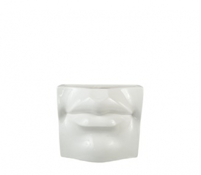 Βάζο Κεραμικό Λευκό Χείλη 15x9x12εκ. Zen Collection 24.21.50856