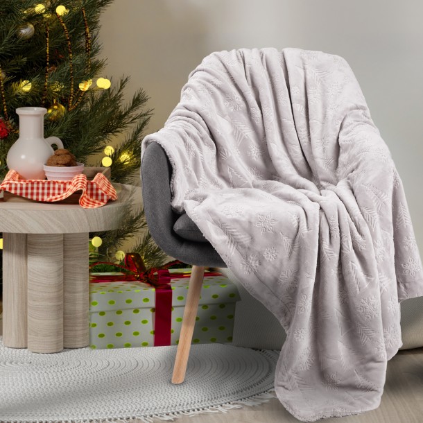 Χριστουγεννιάτικη Κουβέρτα Καναπέ Fleece 130x170εκ. Blankets 1373 Grey Das Home