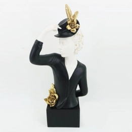 Διακοσμητική Επιτραπέζια Γυναικεία Φιγούρα Polyresin Χρυσή-Λευκή-Μαύρη 16,5x11x36,5εκ. ESTHETI 752-27194