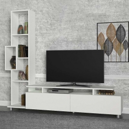 Σύνθεση τηλεόρασης Tulip Megapap από μελαμίνη χρώμα λευκό 160x29,5x160εκ.