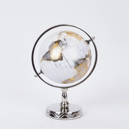 Διακοσμητική Επιτραπέζια Υδρόγειος Μεταλλική Ασημί-Λευκή-Χρυσή 18x18x28εκ. ESTHETI 752-19037