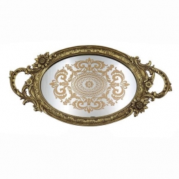 Δίσκος Polyresin Με Καθρέπτη Χρυσός 46x24,4x4,6εκ. ESTHETI 752-16074
