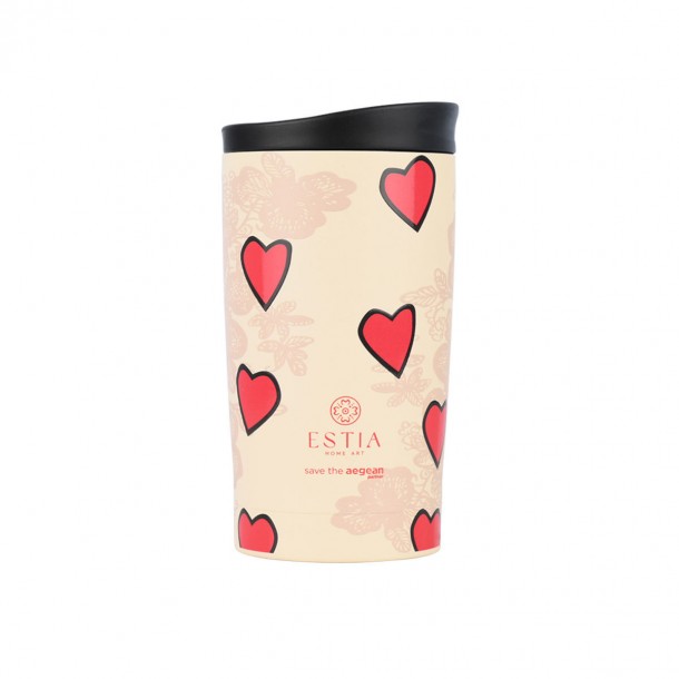 Θερμός Ποτήρι Ανοξείδωτος Travel Mug Tender Lace Save The Aegean 350ml-8x8x15εκ. Estia 01-31930